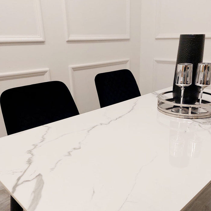 Titus Dining Set Polar White With 4 Remus Chairs