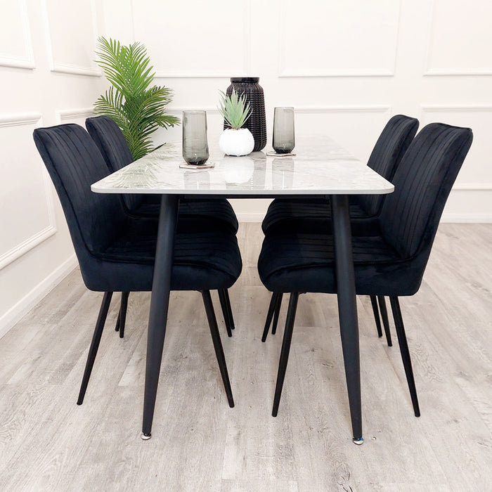 Titus Dining Set Polar White With 4 Remus Chairs