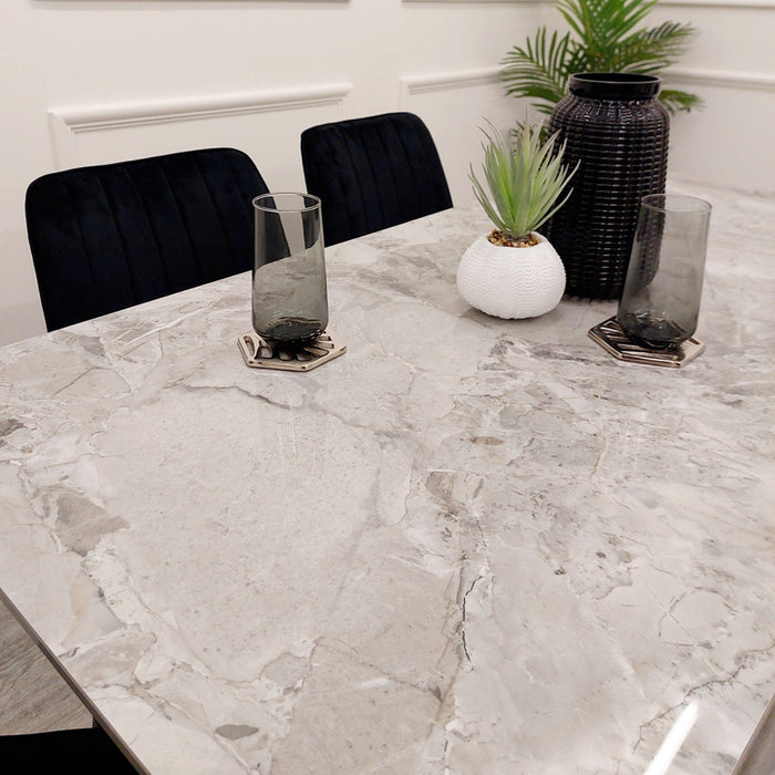 Titus Dining Set Polar White With 4 Remus Chairs