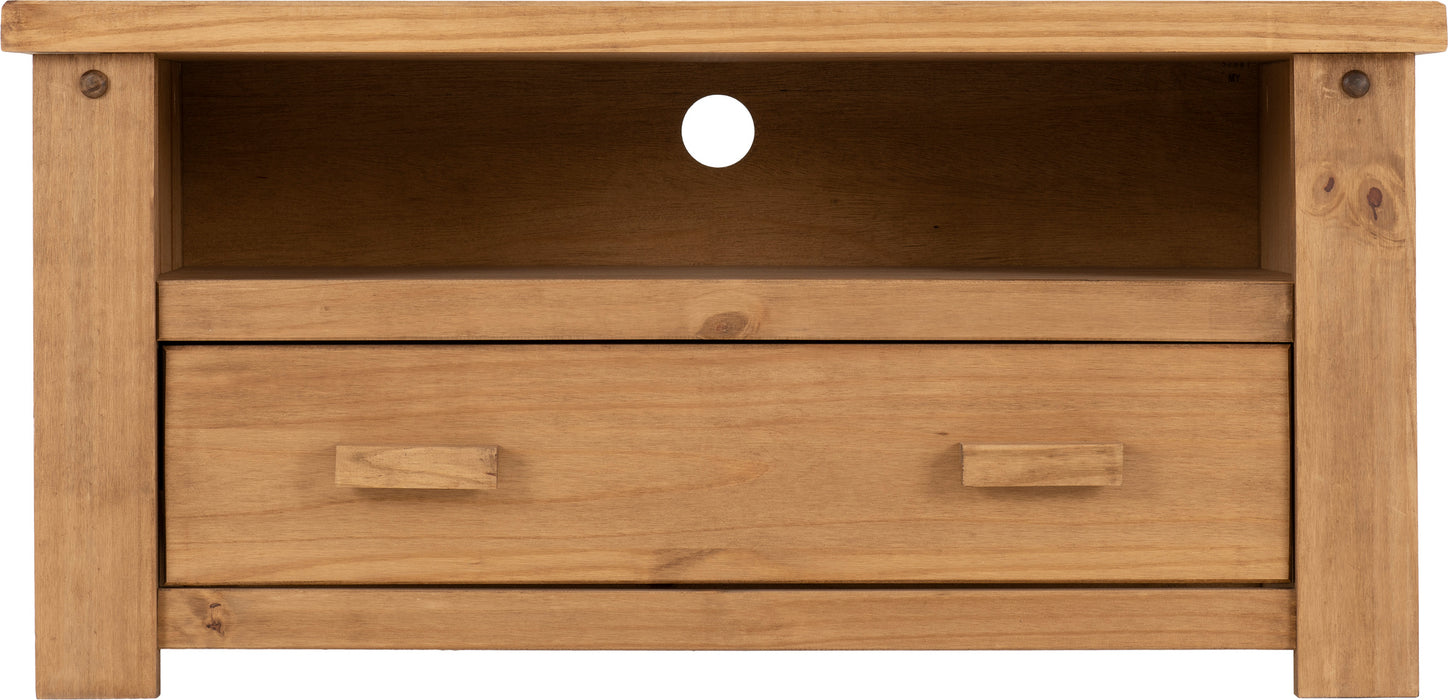Tortilla 1 Drawer Flat Screen TV Unit Distressed Waxed Pine