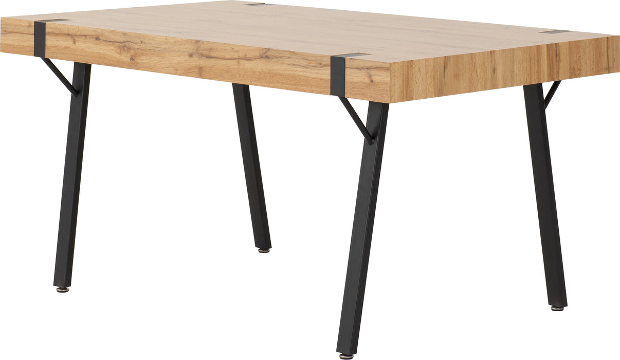 Treviso Dining Set with Avery Chairs Light Oak Effect/Black/Grey Velvet