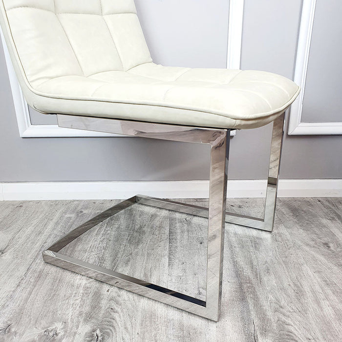 Tara Faux Leather Dining Chair With Plain Back & Stitch Detail