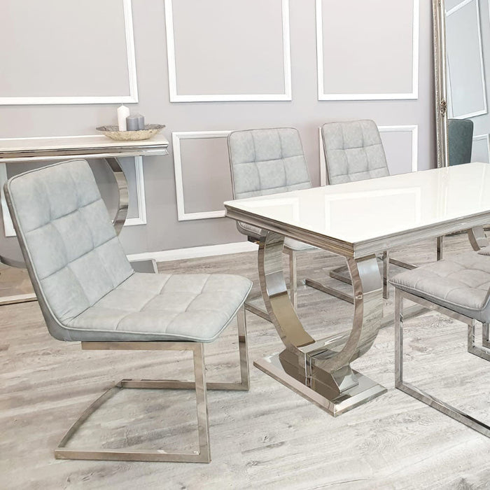 Tara Faux Leather Dining Chair With Plain Back & Stitch Detail