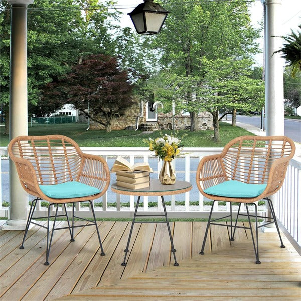 Three piece Outdoor Patio Rattan Furniture Set