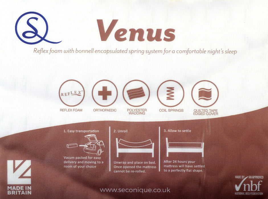Venus 4' Memory Cool Rolled Mattress White Fabric