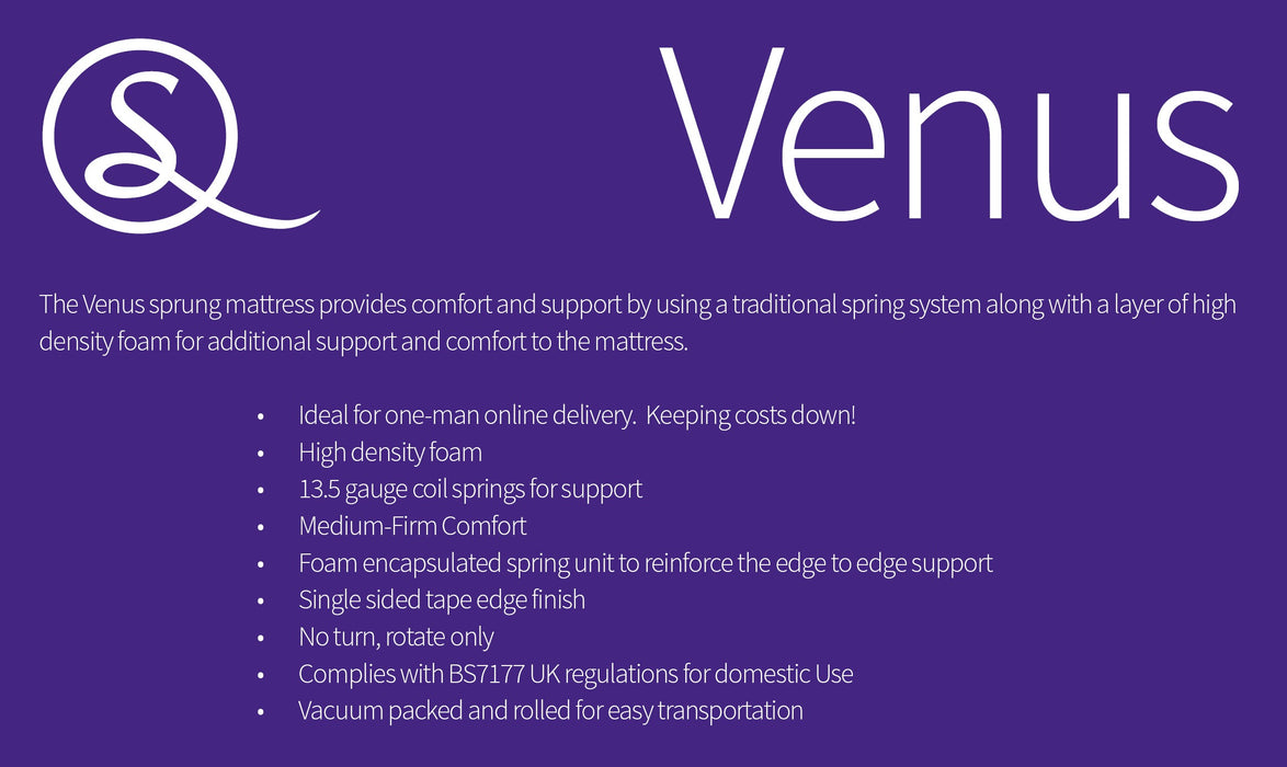 Venus 4' Memory Cool Rolled Mattress White Fabric