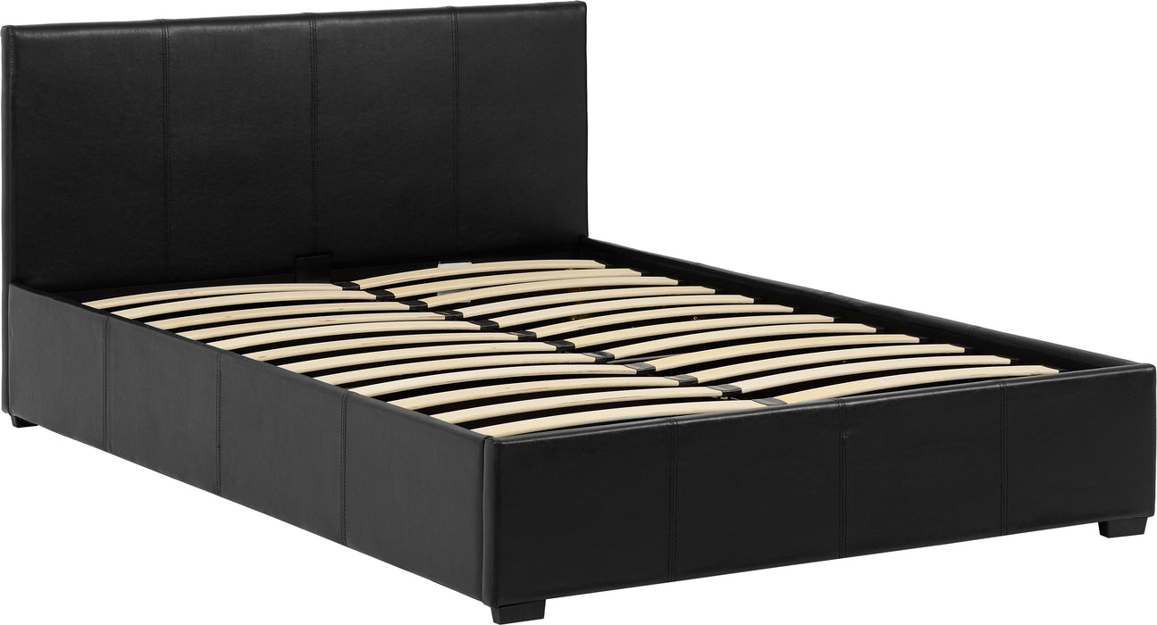Waverley 4' Storage Bed Black Faux Leather