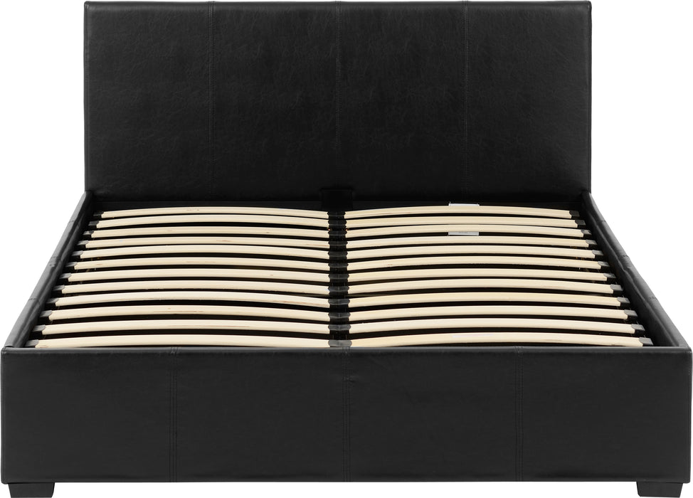 Waverley 4'6" Storage Bed Black Faux Leather