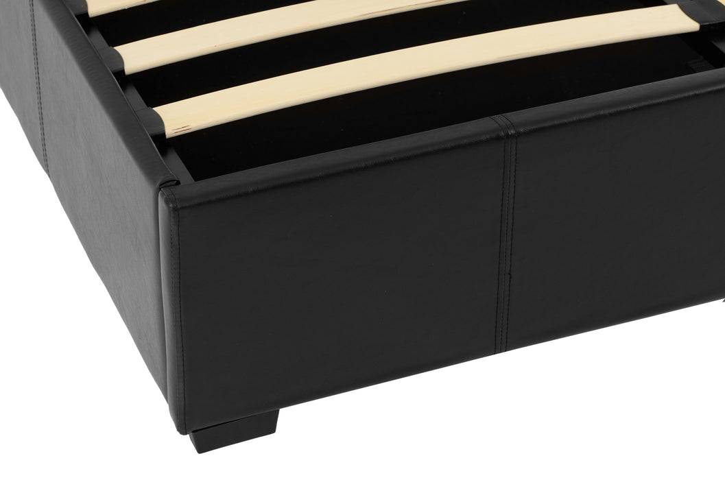 Waverley 4'6" Storage Bed Black Faux Leather