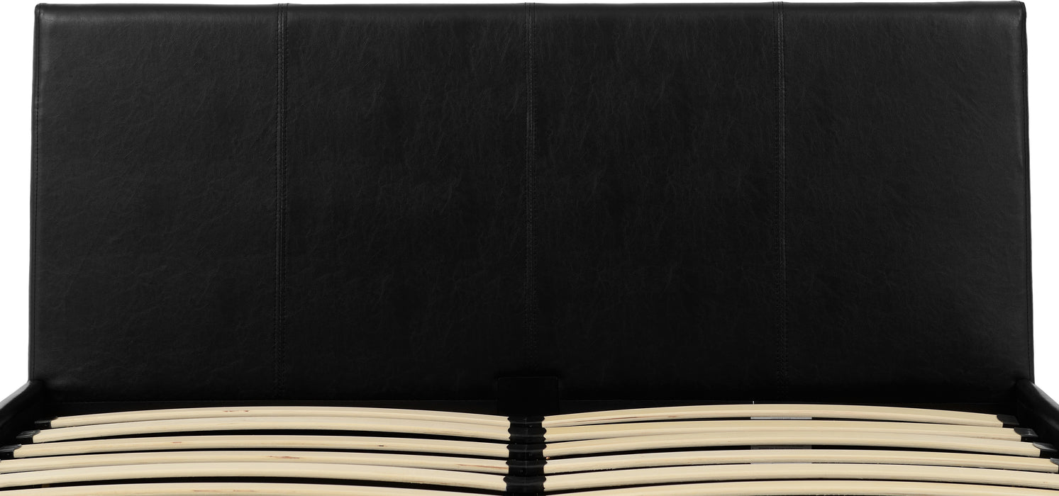 Waverley 4'6" Storage Bed Black Faux Leather