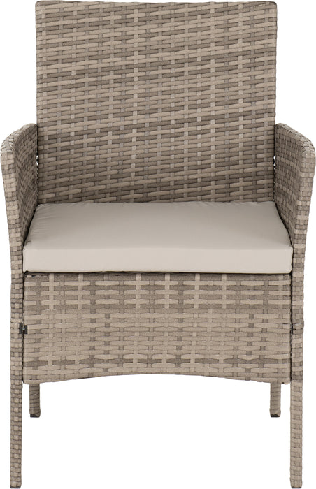 Willow 3 Piece Garden Set Grey Rattan/Grey Fabric/Black Glass