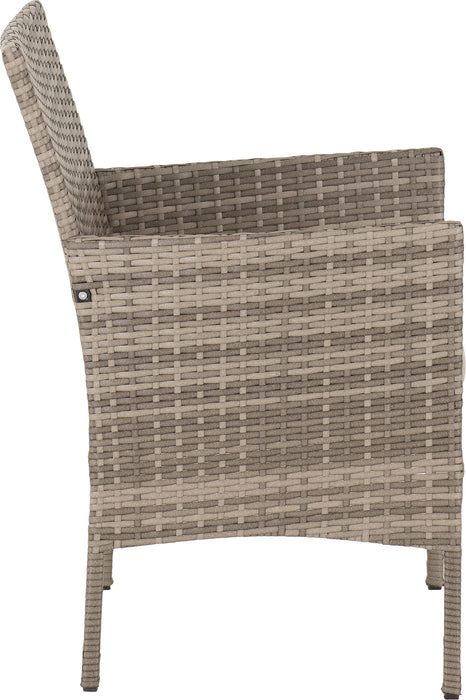Willow 3 Piece Garden Set Grey Rattan/Grey Fabric/Black Glass
