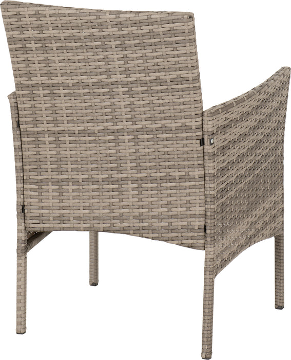 Willow 3 Piece Garden Set Grey Rattan/Grey Fabric/Black Glass
