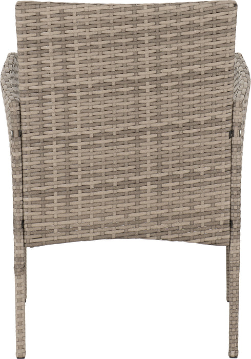 Willow 3 Piece Garden Set Grey Rattan/Grey Fabric/Black Glass