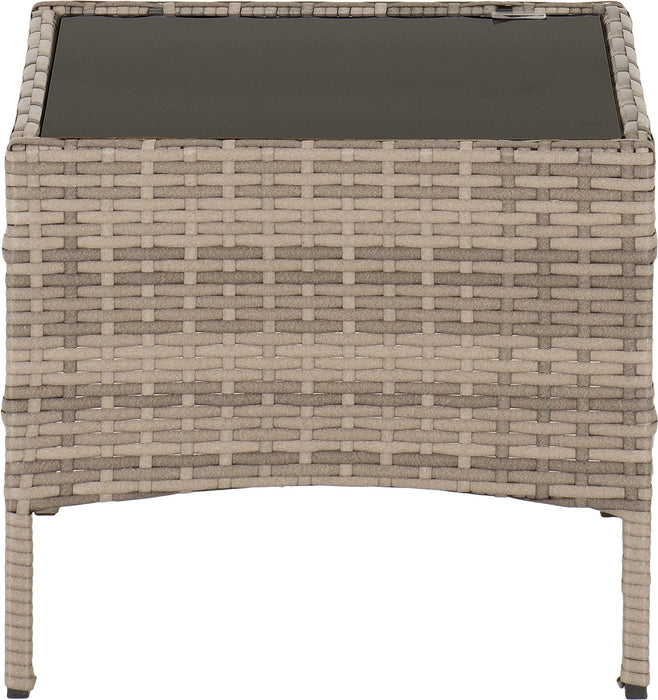 Willow 3 Piece Garden Set Grey Rattan/Grey Fabric/Black Glass