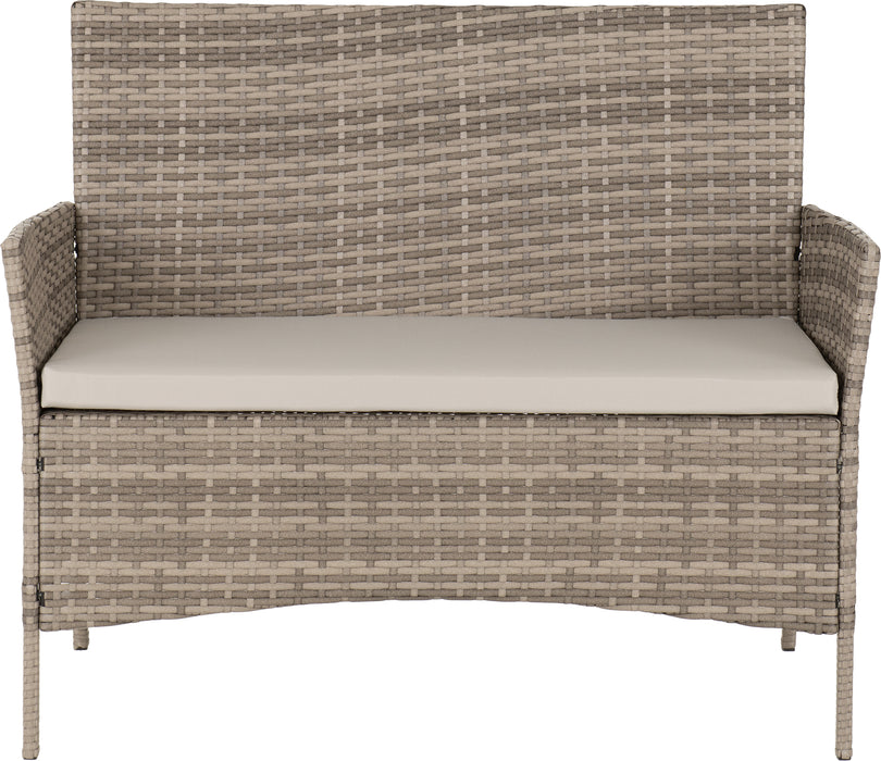 Willow 4 Piece Garden Set Grey Rattan/Grey Fabric/Clear Glass