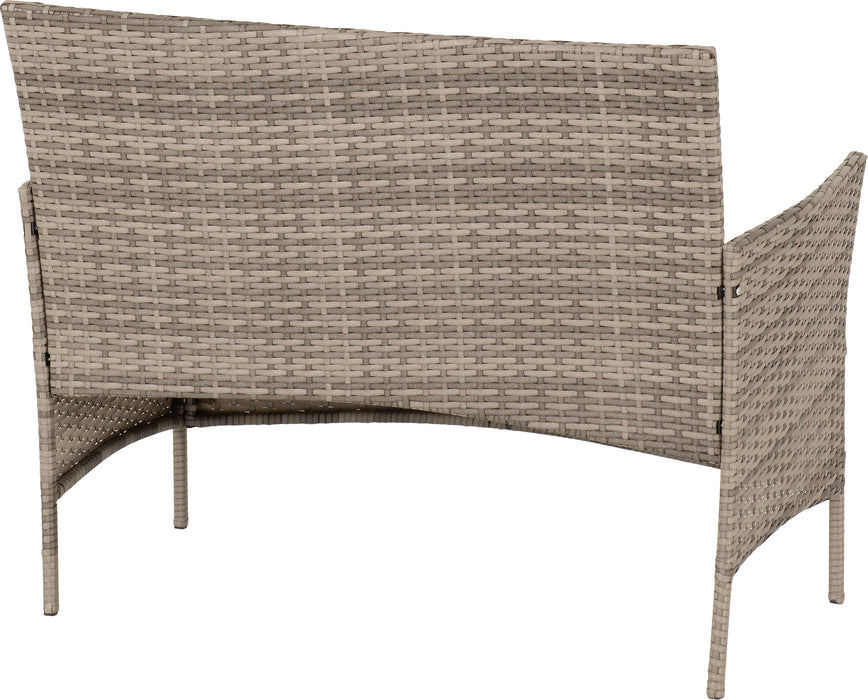 Willow 4 Piece Garden Set Grey Rattan/Grey Fabric/Clear Glass