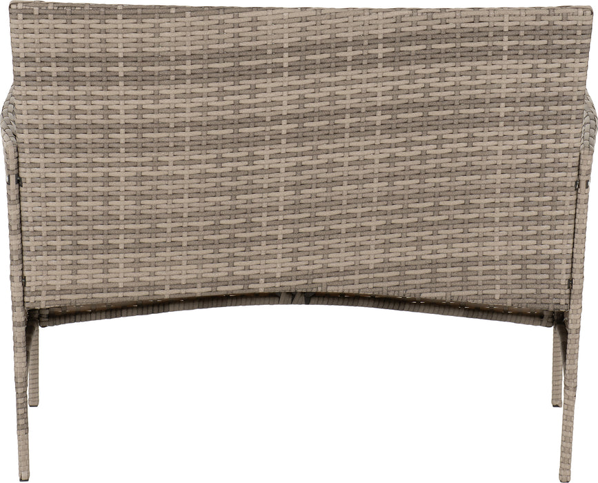 Willow 4 Piece Garden Set Grey Rattan/Grey Fabric/Clear Glass