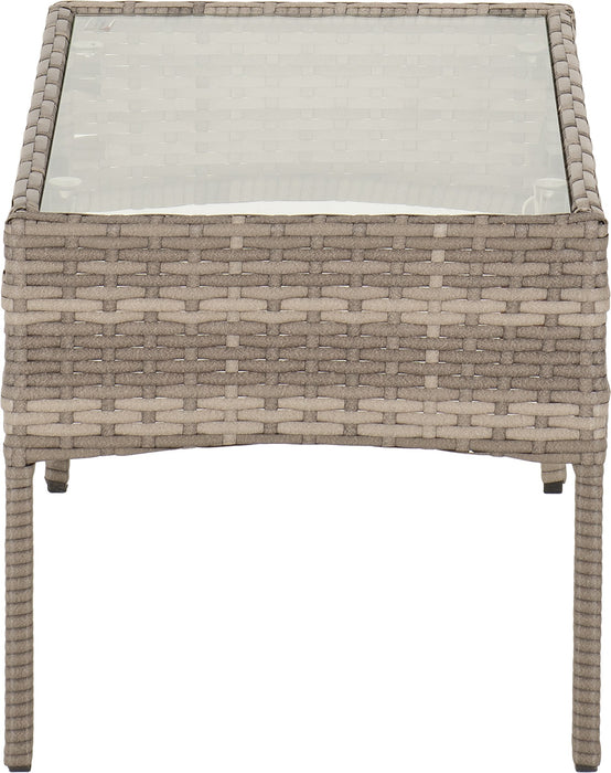 Willow 4 Piece Garden Set Grey Rattan/Grey Fabric/Clear Glass
