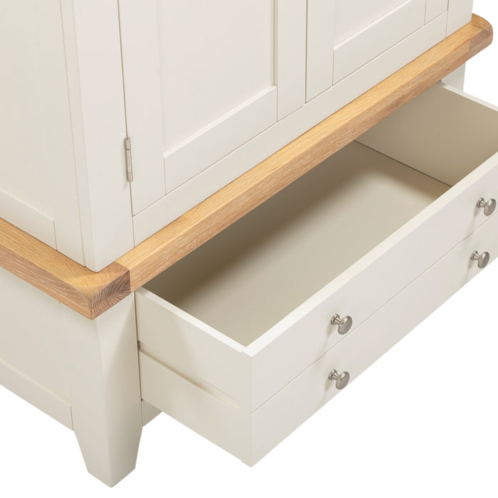 Windsor 2 Door 1 Drawer Wardrobe Ivory/Oak
