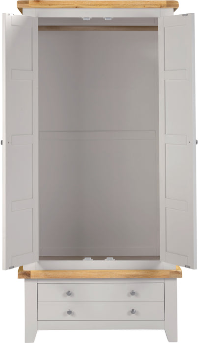 Windsor 2 Door 1 Drawer Wardrobe Pebble Grey/Oak