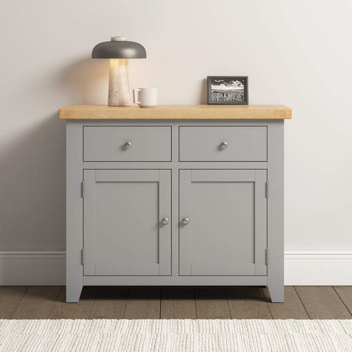 Windsor 2 Door 2 Drawer Sideboard Pebble Grey/Oak