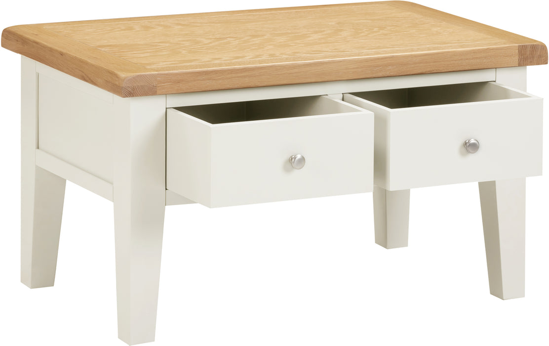 Windsor 2 Drawer Coffee Table Ivory/Oak