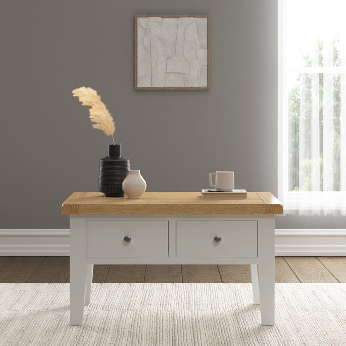 Windsor 2 Drawer Coffee Table Ivory/Oak