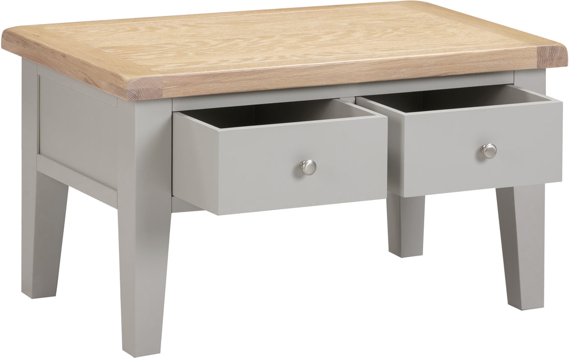 Windsor 2 Drawer Coffee Table Pebble Grey/Oak