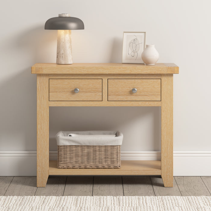 Windsor 2 Drawer Console Table Natural Oak