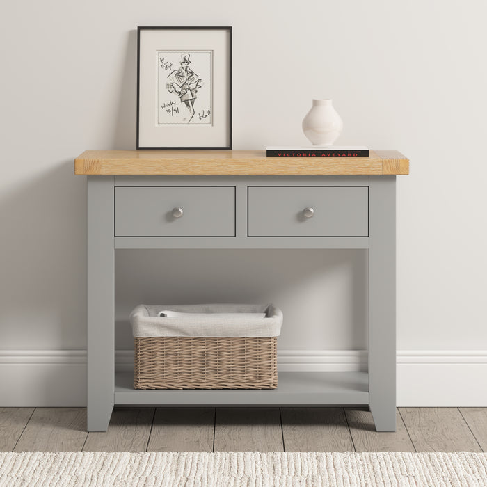 Windsor 2 Drawer Console Table Pebble Grey/Oak