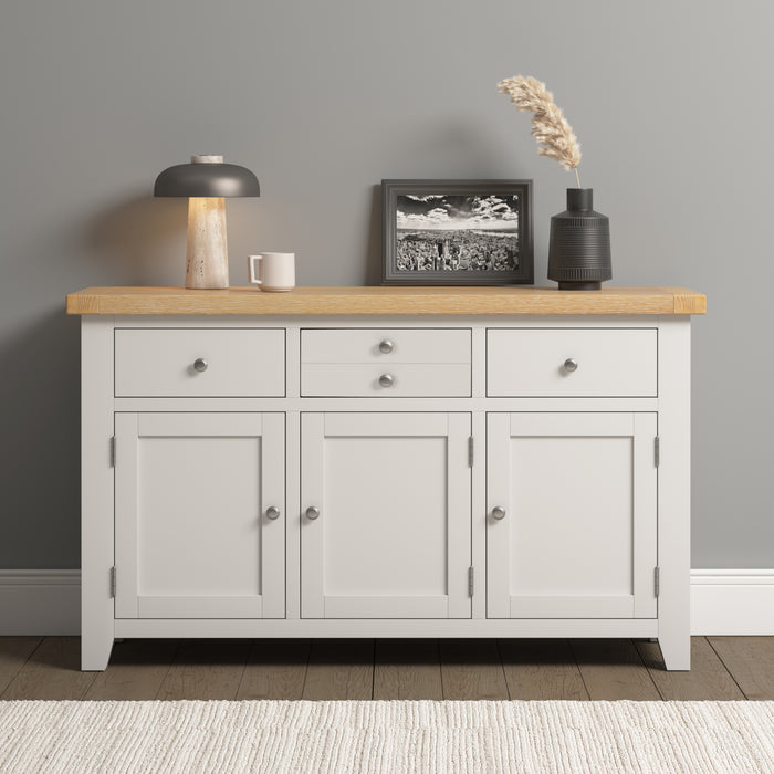 Windsor 3 Door 3 Drawer Sideboard Ivory/Oak