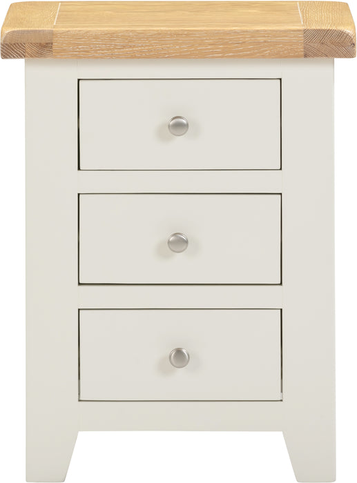 Windsor 3 Drawer Bedside Ivory/Oak