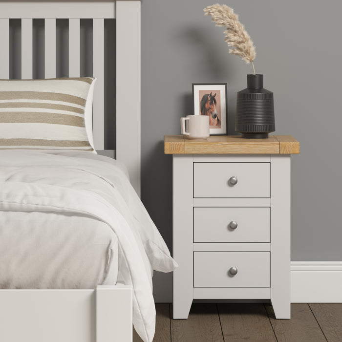 Windsor 3 Drawer Bedside Ivory/Oak
