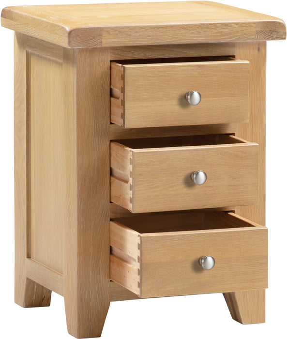 Windsor 3 Drawer Bedside Natural Oak