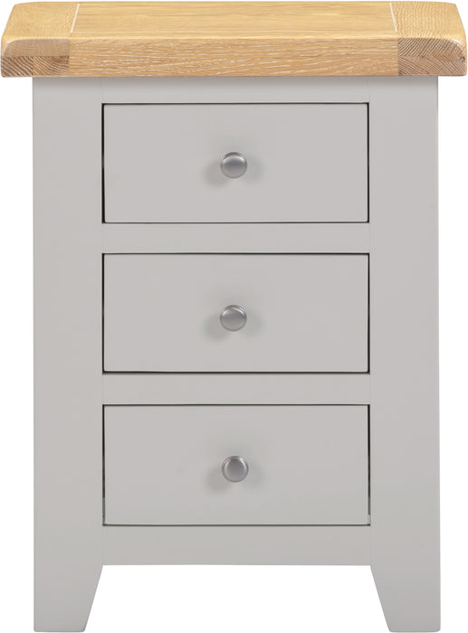 Windsor 3 Drawer Bedside Pebble Grey/Oak