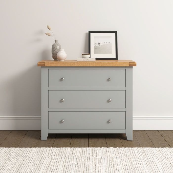 Windsor 3 Drawer Chest Pebble Grey/Oak