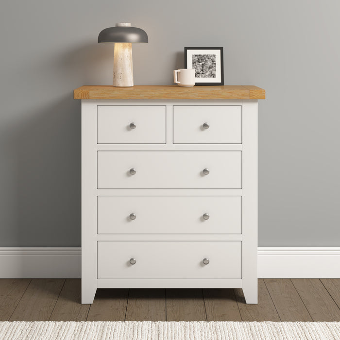 Windsor 3+2 Drawer Chest Ivory/Oak