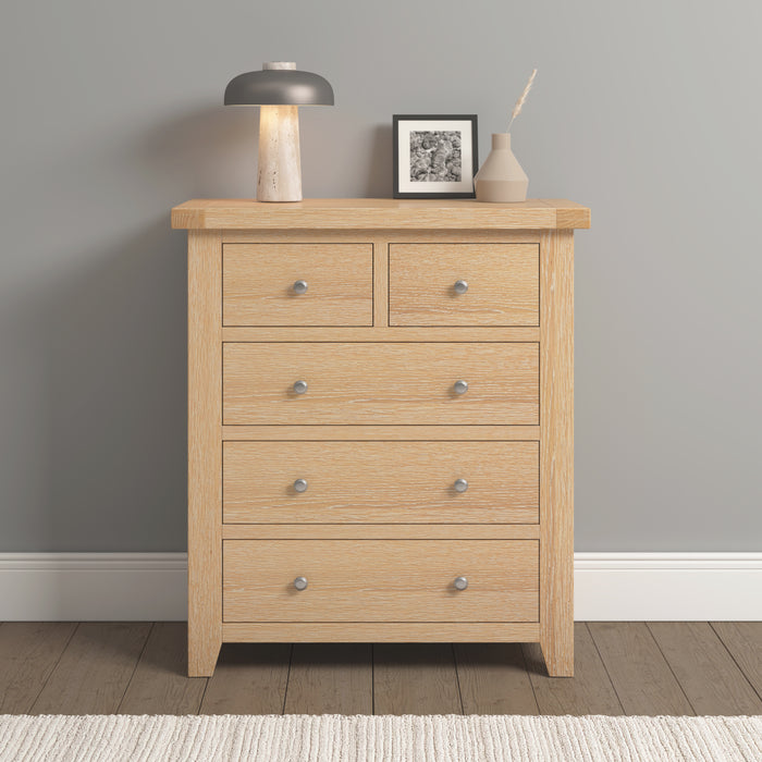 Windsor 3+2 Drawer Chest Natural Oak