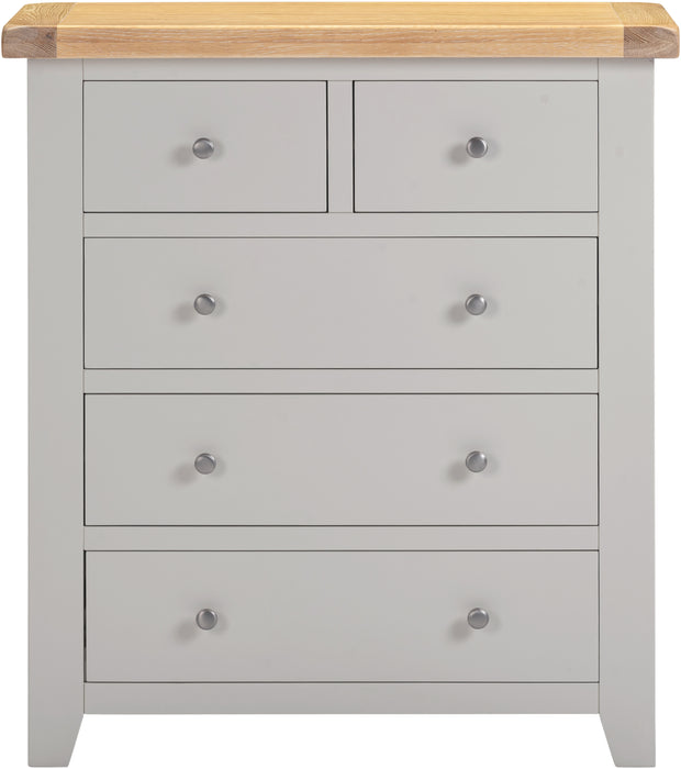 Windsor 3+2 Drawer Chest Pebble Grey/Oak