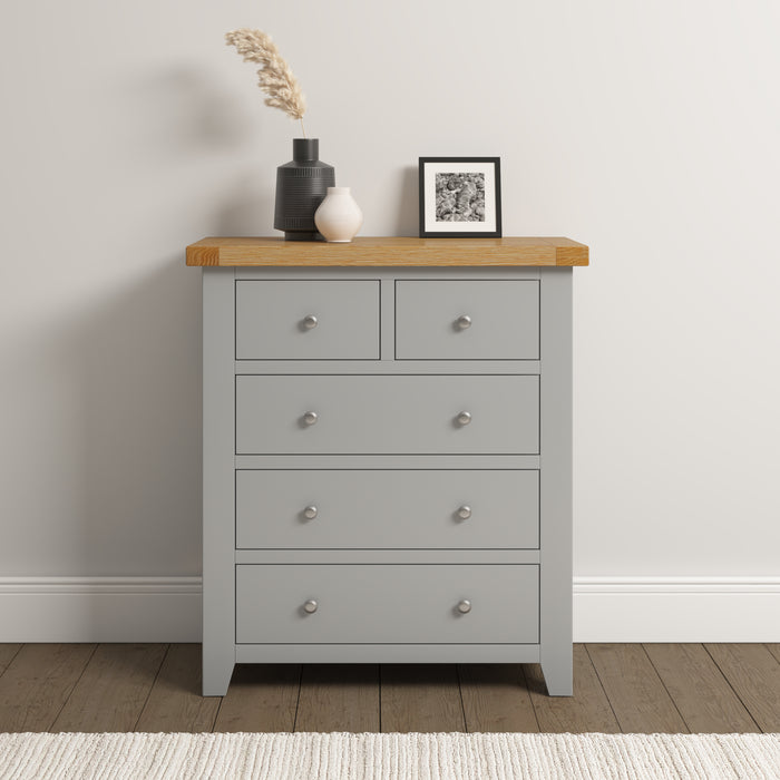 Windsor 3+2 Drawer Chest Pebble Grey/Oak