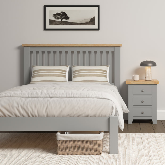 Windsor 4'6" Bed Low Foot End Pebble Grey/Oak