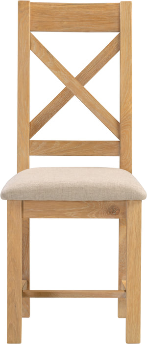 Windsor Cross Back Chair (Box of 2) Natural Oak/Oat Fabric