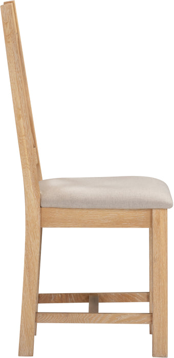 Windsor Cross Back Chair (Box of 2) Natural Oak/Oat Fabric