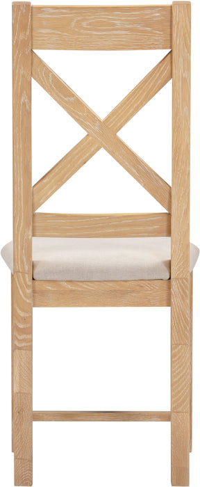 Windsor Cross Back Chair (Box of 2) Natural Oak/Oat Fabric