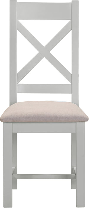 Windsor Cross Back Chair (Box of 2) Pebble Grey/Oat Fabric