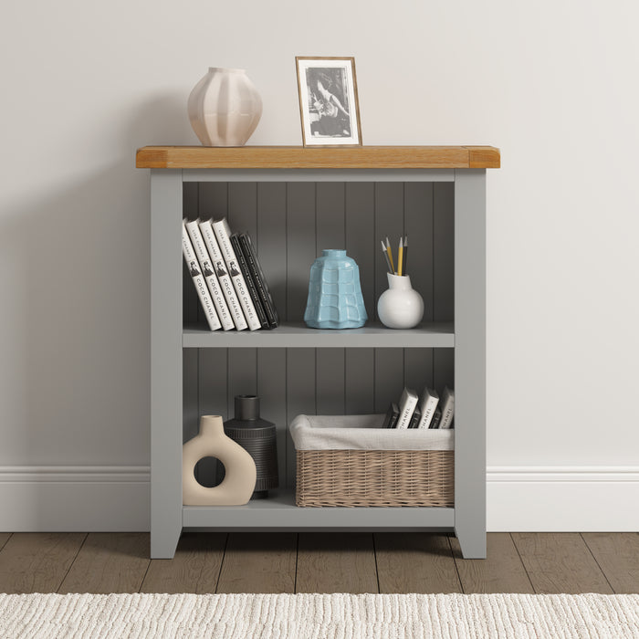 Windsor Low Bookcase Pebble Grey/Oak