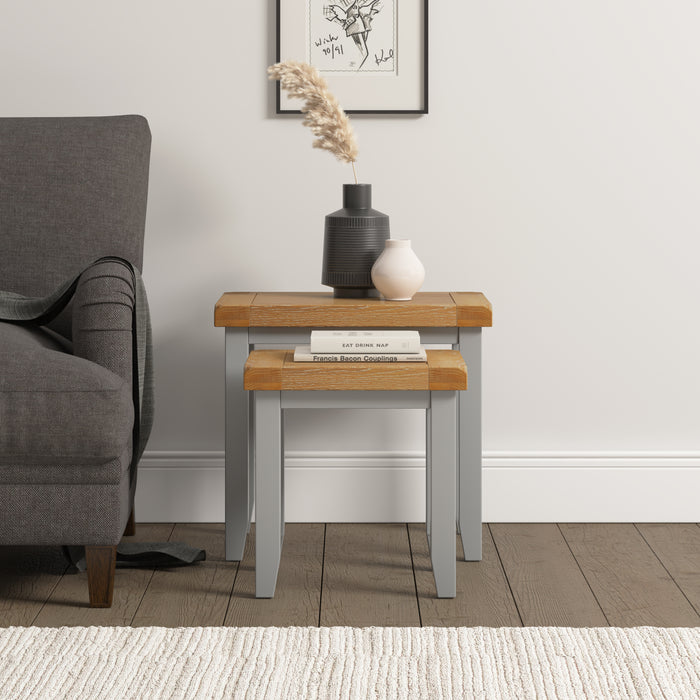 Windsor Nest of 2 Tables Pebble Grey/Oak