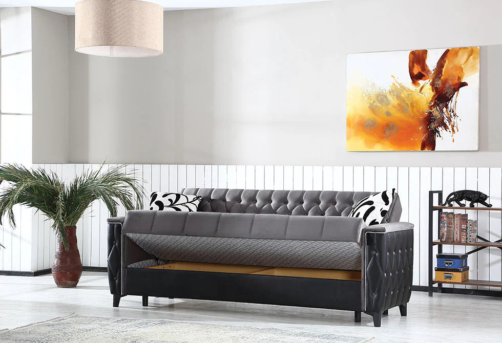 ROSE Luxurious Modern Turkish Ottoman 3 Seater Sofa Bed with Storage and Cushion
