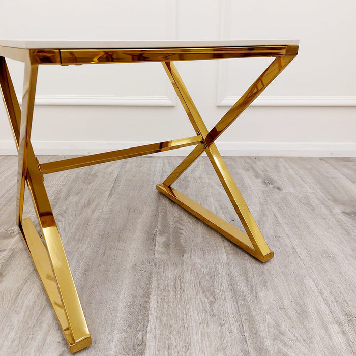 Zion Gold Lamp Table With Polar White Sintered Top